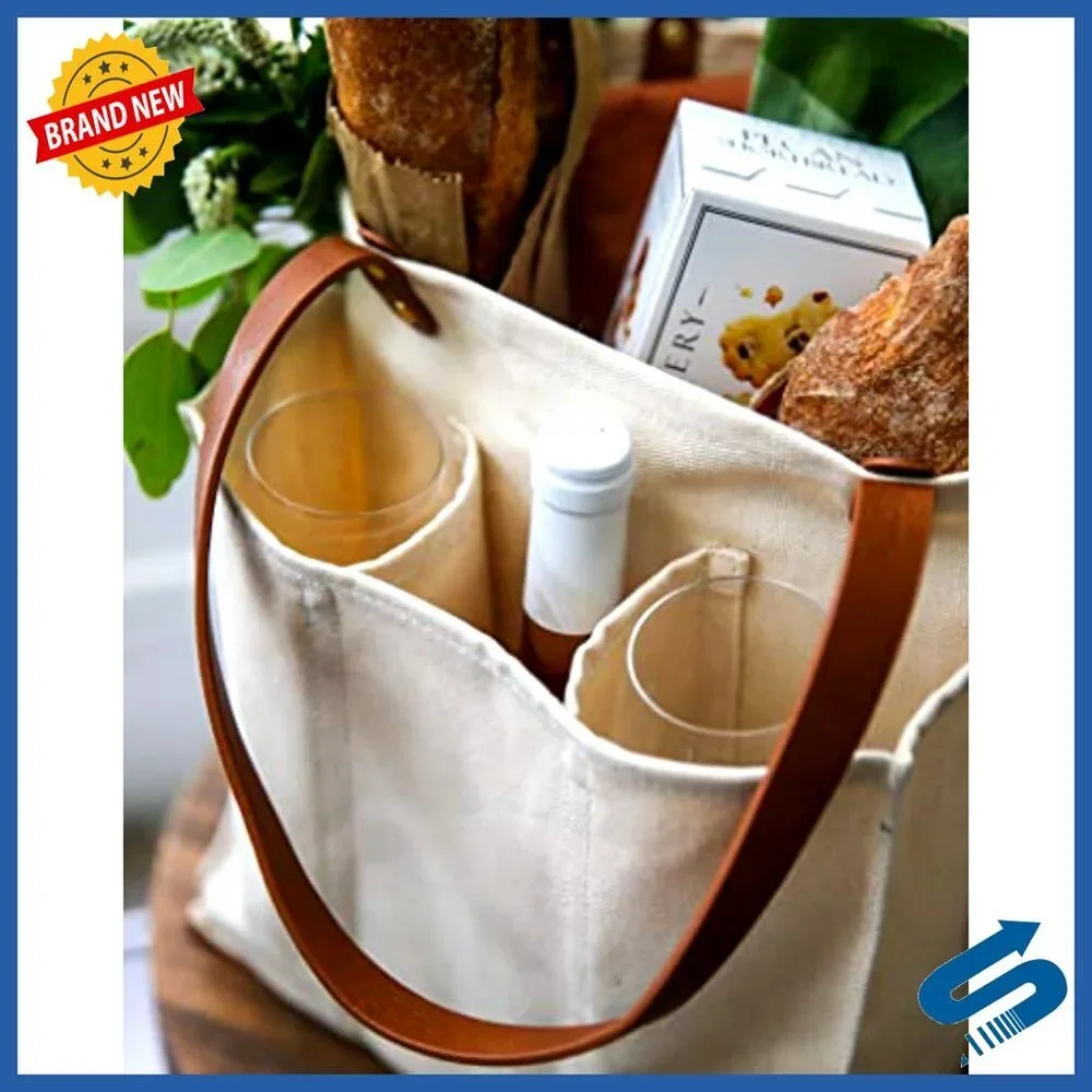 Large Utility Tote Bag Heavy Duty Canvas Vegan Leather Base Reusable Grocery
